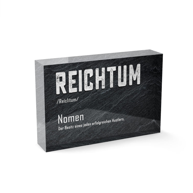 Reichtum - Acrylglasblock 15x10 - Hustling Sharks
