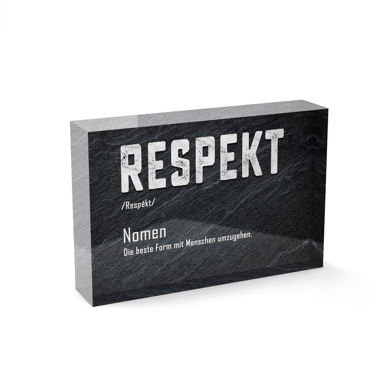 Respekt - Acrylglasblock 15x10 - Hustling Sharks