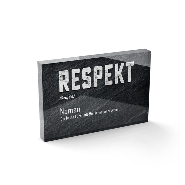 Respekt - Acrylglasblock 30x20 - Hustling Sharks