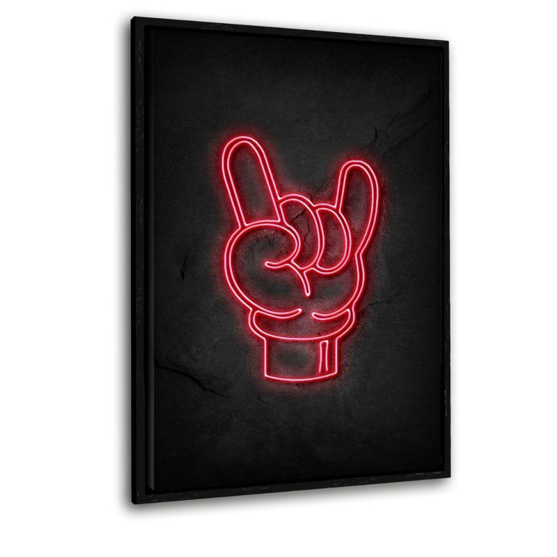 Rock on - neon #1 - Leinwandbild mit Schattenfuge "schwarz" - Hustling Sharks