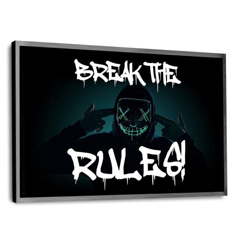 BREAK THE RULES! - Leinwandbild mit Schattenfuge "silber" - Hustling Sharks