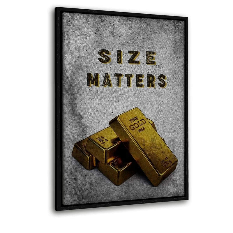 SIZE MATTERS - Leinwandbild mit Schattenfuge "schwarz" - Hustling Sharks