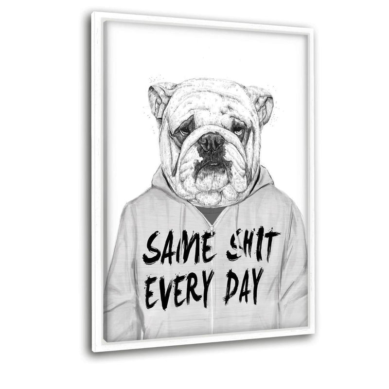 Same Shit Every Day - Leinwandbild mit Schattenfuge "weiß" - Hustling Sharks