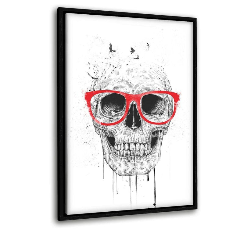 Skull With Red Glasses - Leinwandbild mit Schattenfuge "schwarz" - Hustling Sharks