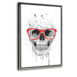 Skull With Red Glasses - Leinwandbild mit Schattenfuge "silber" - Hustling Sharks