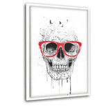 Skull With Red Glasses - Leinwandbild mit Schattenfuge "weiß" - Hustling Sharks