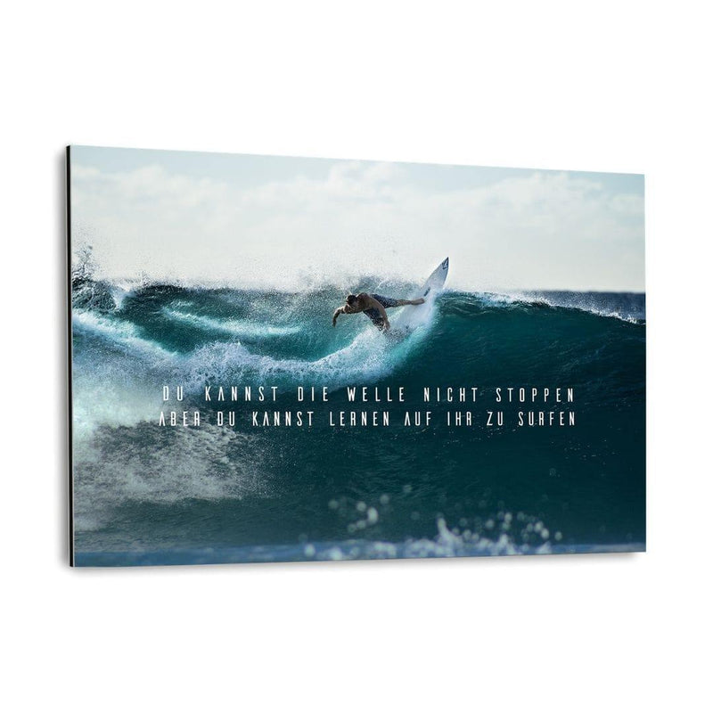 LERNE ZU SURFEN - Alu-Dibond Bild - Hustling Sharks