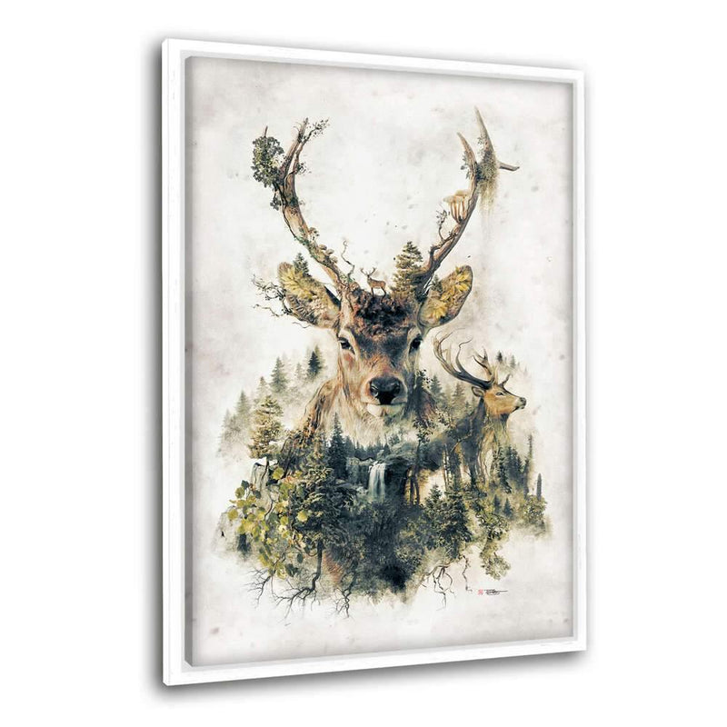 Surreal Deer - Leinwandbild mit Schattenfuge "weiß" - Hustling Sharks