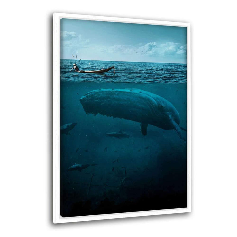The Big Whale - Leinwandbild mit Schattenfuge "weiß" - Hustling Sharks