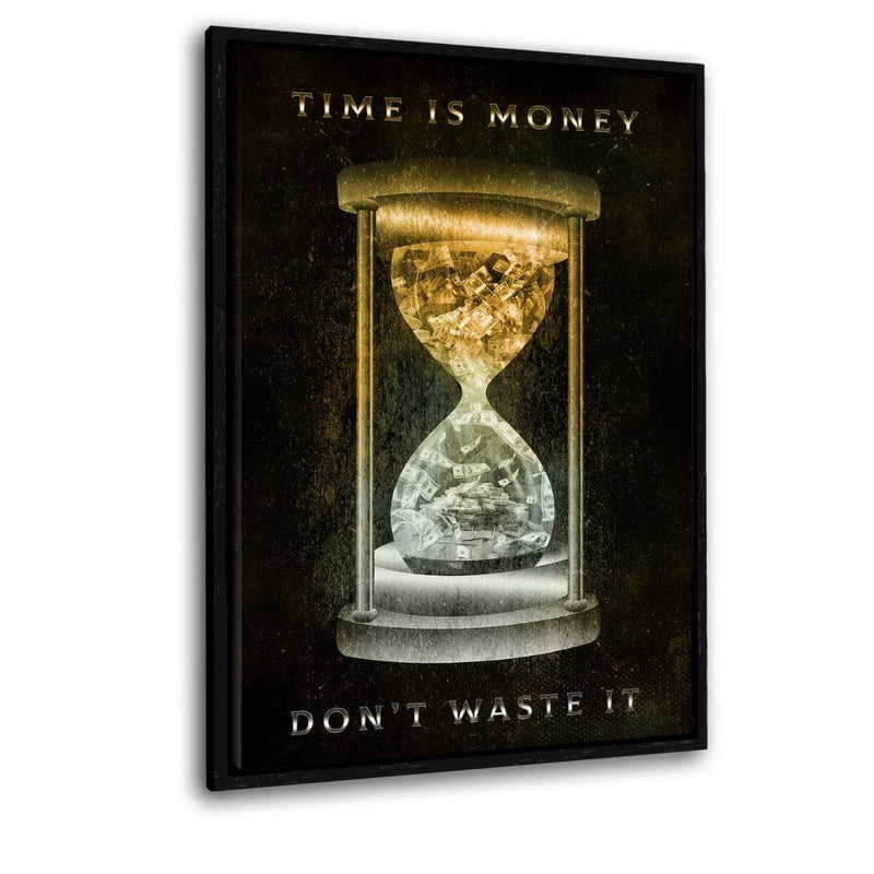 Time Is Money- Leinwandbild mit Schattenfuge "schwarz" - Hustling Sharks