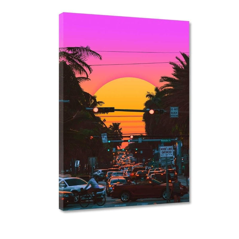 Vaporwave Sunset - Leinwandbild - Hustling Sharks