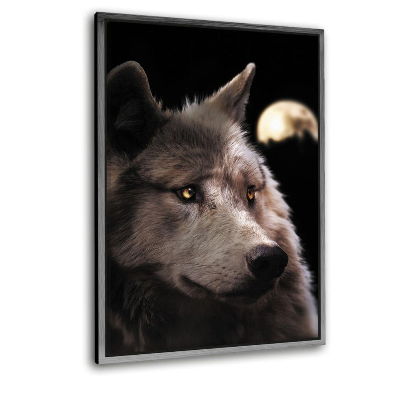 Wolf Moon - Leinwandbild mit Schattenfuge "silber" - Hustling Sharks