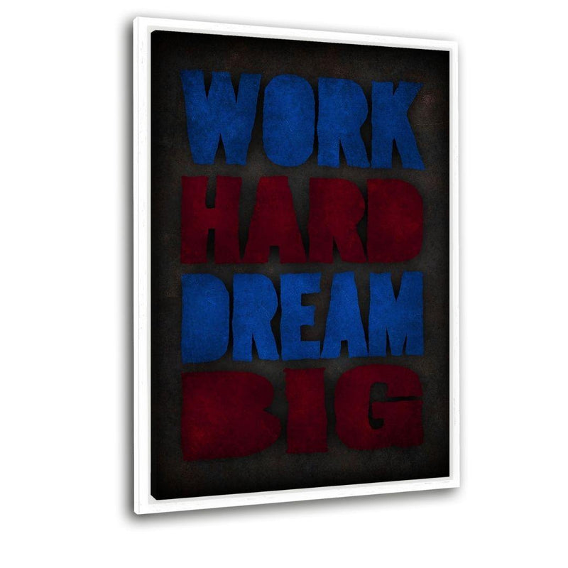 WORK HARD #2 - Leinwandbild mit Schattenfuge "weiß" - Hustling Sharks