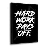 HARD WORK PAYS OFF. - Leinwandbild mit Schattenfuge "schwarz" - Hustling Sharks